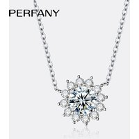 PERFANY 1-3CT Moissanite Necklace For Women S925 Pure Silver Sparkling Sunflower Pendant Party Fashion High-end Jewelry