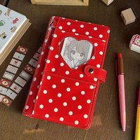 Retro Polka Dot Red A6 Hand Ledger Student Ins Style High-value Portable Travel Loose-leaf Planner Korean Notebook Friend Gift