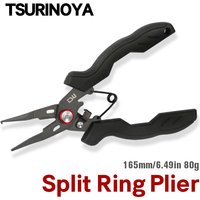 TSURINOYA Split Ring Fishing Pliers Braid Cutters Fishing Line Scissors 80g RS-165 Stainless Steel Rubber Handle Fishing Tackle