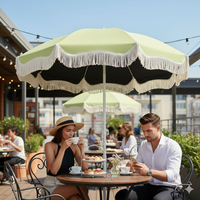 Portable Green Tassel Sun Umbrella with Black Glue Coating for Efficient Sun Protection Garden Beach Vacation No Base Included