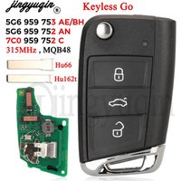 jingyuqin Keyless Go 315MHz Flip Remote Key MQB48 Chip For VW Volkswagen Polo Crafter Tiguan 5G6 959 752 AN / 5G6 959 753 AE/ BH