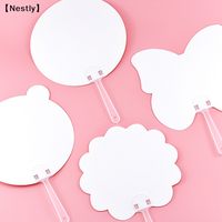 10pcs Round Hand Fan Blank DIY Chinese Hand Fan Stage Performance Hand Fan Wall Decora For Craft Make Hand Graffiti Fan〔Nest〕