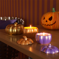 Nicole Candle Jar Halloween Concrete Silicone Mold DIY Flat Pumpkin Molds for Jesmonite Cement Halloween Home Decor