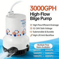 DC12V/24V Color Water Pump, High-flow Submersible Pump/cabin Bottom Pump, Used for Water Change in Ships/fish Tanks/pools