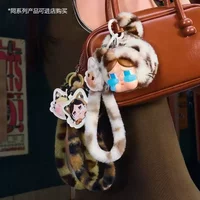 POP MART CRYBABY Leopard Cat Series Plush Phone Lanyard Blind Box Pendant Doll Cute Keychain For Phone Bag Decoration Toy Lovers