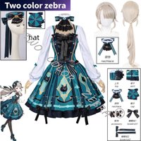 Game Genshin Impact Lynette Cosplay Costume Wig Grenn Dress Full Sets Lolita Style Unifrom Carnival Comic Con Suits