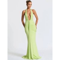 Deep V Neck Backless Ruched Sexy Maxi Dress Women Gown Summer Halter Sleeveless Draped Club Party Long Dress 2026 O5D8
