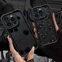 Black Pink Cherry Phone Case Silicone Phone Case For iPhone 17 Air 17 16 15 14 13 12 11 Plus Pro Max Shockproof Soft Cover