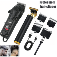 Vintage T9 Elektrische Haarschneidemaschine Wiederaufladbar mit LCD-Anzeige Clipper Rasierer Trimmer Professionelles Friseurwerkzeug für Männer