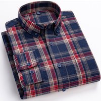 2026 New Men Plaid Casual Shirts Long Sleeved Checked Fashion Flannel Regular Fit Comfortable Pure Cotton Male Social Work Shirt