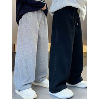 Trendy Casual Wide Leg Sweatpants for Boys Spring Autumn Fashionable Long Pants Comfortable Cotton Polyester Blend Kids Clothing