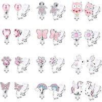 Bobisty 12Pairs Clip On Earrings for Women Hypoallergenic Cute Butterfly Rainbow Flower Pearl Non Pierced Jewelry Birthday Gift