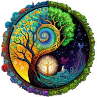 Beautiful Tree Pattern Wooden Puzzle with Irregular Animal Shapes, Stress Relieving Toys, Holiday Birthday Gift