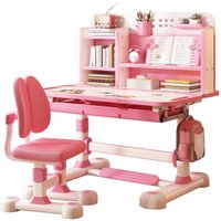 Kids Study Desk Chair Set for Ages 3-18 Years Height Adjustable Children School Study Table Chair Set with Sitting Corrector