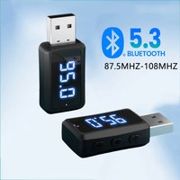Car Bluetooth 5.3 Mini USB Transmitter Receiver with LED Display Handsfree Call Car Kit Auto Wireless Audio For Fm Radio