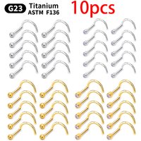 10pcs ASTM F136 Titanium Piercing L Shape Nose Studs Rings Wholesale Screw Curve Nostril Piercings Jewelry Body Cartilage Ear
