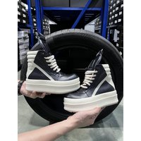 Men High Top Platform Motorcycle Shoes Lace Up Genuine Leather Women Boots Luxury Sneakers Male Designer Ro Double Bottom Shoes