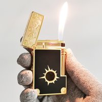 2025 Luxury Brass Gas Cigaertte Lighter Lacquer Engraved Patten Perfect Sounds Birthday Gifts for Smoking Man