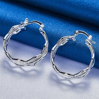 1 Pair 925 Sterling Silver 27mm Multi-Tiered Round Delicate Hoop Earrings for Women Party Gift Accessories Fashion Jewelry