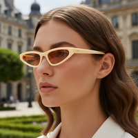 Vintage Cat Eye Narrow Frame Sunglasses, Y2K Cool Girl Style, Uv400 Protection, Face Slimming Sunglasses 5420