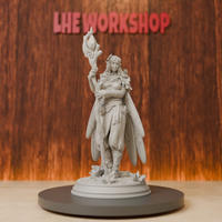 Elf Female Druid Miniatures | 28mm-75mm | Resin 3D Printed DND Pathfinder Mini | Unpainted Grey