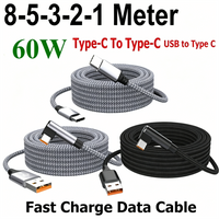 8/5/3/2/1m 60W 6A USB-A To TYPE-C Elbow Cord Fast Charging Cable USB PD Universal Extended Data Line For Samsung Huawei Xiaomi