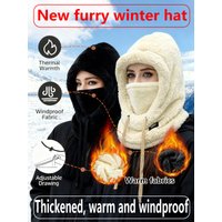 AliExpress NONE 1 Pack Super Thick Plush Winter Balaclava Hat, Adjustable Drawstring, Suitable for winter skiing, cycling and outdoor sports