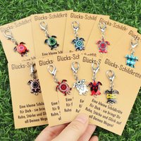 10 Lucky Baby Turtle Keychains, with Lucky Greeting Cards, Very Suitable as Party Favors and Decorative Hangings.