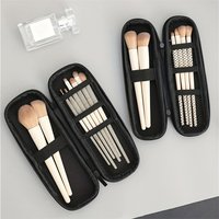 1PC Black Cosmetic Bag Waterproof Double Zipper Makeup Brushes Case Women Storage Bags Portable Travel Brush Holder Makeup Case
