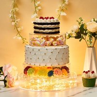 Acrylic Cake Display Round Stand DIY Wedding Party Cake Supplies Refillable Board Base With Colored Cake Decorating Tools