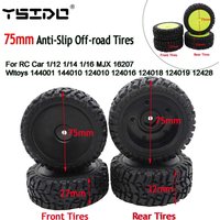 4pcs 75mm RC Car Anti-Slip Off-road Tires for Wltoys 144010 124016 124017 124007 MJX 16207 1/12 1/14 1/16 RC Car Buggy Parts