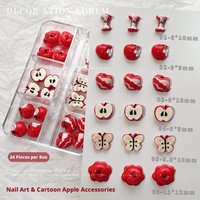 20pcs MIX Cute Red Apple Nail Charms 3D Resin Apple Fruit Nail Art Decoration Mini Nail Accessories For DIY Nail Salon Supplies