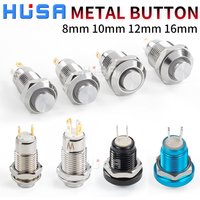 8 10 12 16 mm Waterproof Metal Push Button Switch LED Light Self-locking/Latching Self-reset 3 6 12 24 110 220V high head