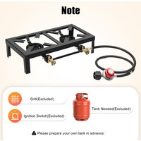 Portable 1/2 Burner Outdoor Gas Stove Propane Cooker with Adjustable 0-10Psi Regulator Hose for Patio Camping, BBQ