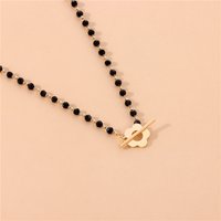 2026 New Fashion Luxury Black Crystal Glass Bead Chain Choker Necklace For Women Flower Lariat Lock Collar Gifts