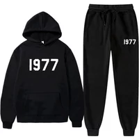 Ensemble de survêtement à capuche style hip-hop tendance 1977 pour hommes et femmes, sweat-shirt et pantalon de survêtement décontractés, ensemble 2 pièces, vêtements de sport