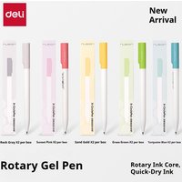 Deli Nusign Quiet Rotating Gel Pens,2pcs 0.5mm Smudge-Free Quick Dry Black for Students&Professionals,Perfect for Exams,Office