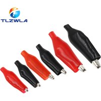 100PCS 28MM 35MM 45MM Metal Alligator Clip Crocodile Electrical Clamp Testing Probe Meter Black Red with Plastic