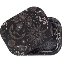 7" X 5.5" Sun and Moon Metal Rolling Tray with PVC Soft Magnetic Lid