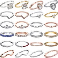 Hot selling women's 925 silver heart-shaped zircon crown ring, fashionable DIY wedding party, European jewelry gift