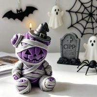 3D Halloween Pumpkin Bear Candle Silicone Mold DIY for Scented Wax Plaster Resin Figurine Craft Home Decor Gift