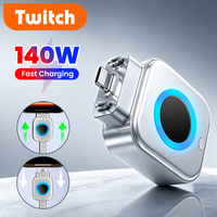 140W PD Fast Charger Splitter Auto Power-Off Protection Type-C to USB C Connector with Ambient Light For phone Tablet Laptop