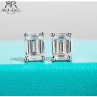 AnuJewel 10k Gold 4/2/1ct Emerald Moissanite Stud Earrings 10K Gold Post Anti-allergy Eearrings For Women Jewelry Wholesale