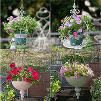 Hanging Birdcage Flower Pot, Retro Wrought Iron Planter Basket with Chain Hook for Indoor Outdoor Balcony Patio Garden Decor