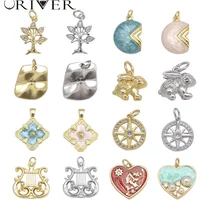 6 Pcs Mixed Styles Charms Pendant for Jewelry Making Materials Heart Rabbit Round Devil's Eye Turtle Jewelry DIY Accessories
