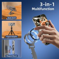 Magnetic Phone Mount for MagSafe Maglock Tripod Adapter Magnet Golf Gym Workout Stand Metal Carabiner Dual Holder for iPhone 17