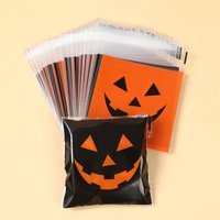 50-300Pcs Black Orange Halloween Pumpkin Candy Packaging Bag for Halloween Carnival Prank Tricky Party Candy Gift Ziplock Bag