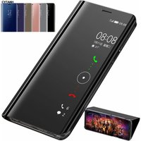 Case For Samsung Galaxy A16 original Magnetic fundas on A 16 SM-A165F SM-A165M Luxury Mirror View Smart Flip Leather Phone Cover