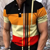 New Male Golf Stripe Polo Men's Casual Short-Sleeved Polo Shirt Solid Color Lapel Fashion Business Sports Breathable T-Shirt Top