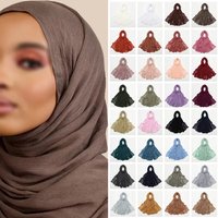 Ramanda Crinkle Rayon Hijabs Women Solid Modal Muslim Scarf Shawls Plain Headscarf Wraps Big Size Islamic Turban Soft Foulard